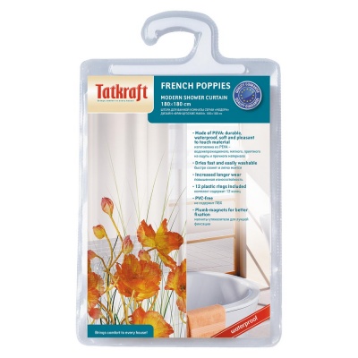 Tatkraft Modern French Poppies Штора для ванной Шторки и карнизы