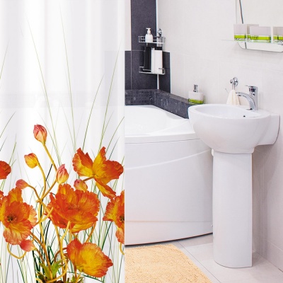 Tatkraft Modern French Poppies Штора для ванной Шторки и карнизы