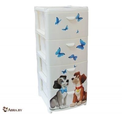 Детский комод Альт Деко (4 секции) щенки Детские пластиковые комоды