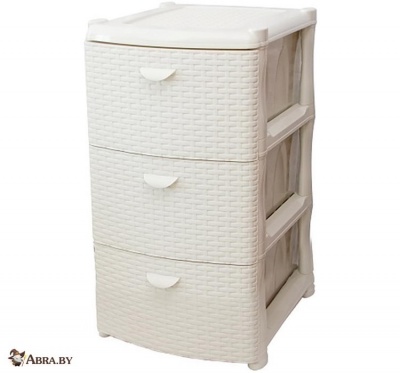 Комод Ротанг (3 секции) белый Комоды пластиковые