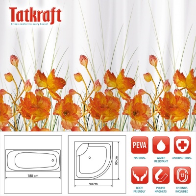 Tatkraft Modern French Poppies Штора для ванной Шторки и карнизы