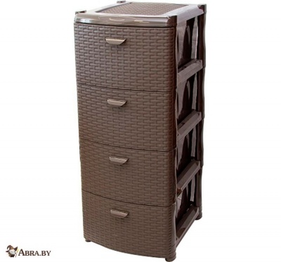 Комод Ротанг (4 секции) коричневый Комоды пластиковые